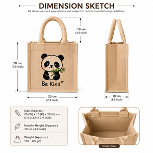 Bolsa de Yute Mini con Estampado de Panda Adorable AMANI, Bolsa de Regalo Reutilizable Ecológica, Bolsa Personalizada para Fiestas Infantiles, Bengala Occidental - Product Image 3