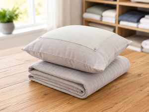 100% Gauze Linen Quilt | Soft Breathable <b>Quilted</b> Linen <b>Bedspread</b> | Lightweight Washed Linen Coverlet for Bed, Hotel & Home - Product Image 3