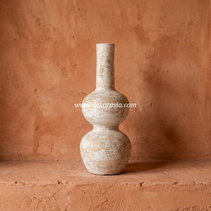 Jarrón de Cerámica Diosa Rustic Cream Wash Terracotta, Maceta de Cerámica con Forma de Calabaza Doble, Florero de Mesa para Bodas - Product Image 3