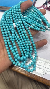 Perles rondes lisses en turquoise Sleeping Beauty, pierres précieuses naturelles, pour la création de bijoux, prix de gros - Product Image 2