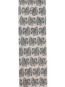 Tissu en coton blanc cassé en gros avec motif floral quadrillé à contour noir et travail de cordon 3D pour vêtements de créateurs et décoration intérieure - Product Image 2