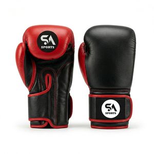 Red Accent Matte Black Dual Texture High Performance Sparring Pro SA Sports Boxing Gloves - Product Image 1