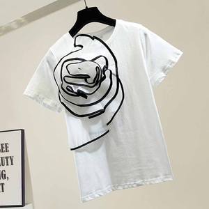 <b>Top</b> Selling Fashion High Women's T-shirt Fashion O-neck Loose Casual Your logo Short Sleeve Ladies T-shirt - Product Image 3