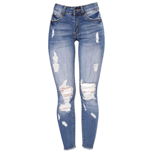 Pantalones vaqueros desgastados para mujer, pantalones de mezclilla rectos holgados, pantalones vaqueros rectos rasgados de lavado medio para mujer, colección de pantalones de mezclilla. - Product Image 6