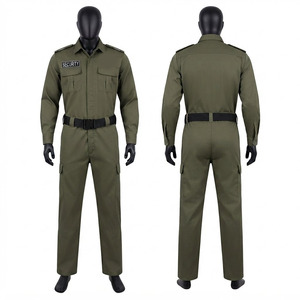 Uniforme de travail cargo à manches longues en polycoton sergé 220 GSM de qualité supérieure, vert olive, avec logo personnalisé, pour homme - Product Image 1