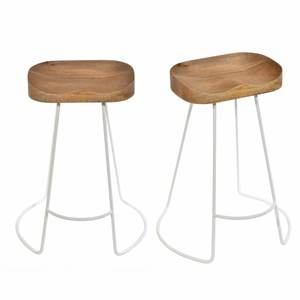Silla de Bar Contemporánea Minimalista con Estructura Metálica y Asiento de Madera, Taburete de Cocina con Reposapiés para Barra - Product Image 6