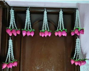Flores Decorativas Artificiales de Jazmín Hechas a Mano en India, Centro de Mesa de Loto Pequeño, Decoración Colgante de Pared o Puerta para Bodas - Product Image 1