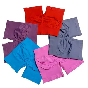 High Waist Asymmetric Mesh Solid Blue Yoga <b>Shorts</b> Seamless Four-Way Stretch Fitness Workout Gym Wear Women's <b>Leggings</b> 220g - Product Image 6