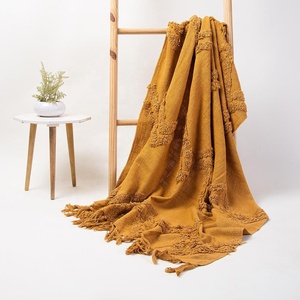 Manta de Lana 100% Ecológica de Lujo, Tejida a Mano, Lisa, Amarilla, 50x60 Pulgadas, Cómoda, Decoración de Dormitorio, Estilo Bohemio - Product Image 5