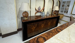 Juego de Comedor Moderno Italiano de Madera de Teca Sólida, Mesa de Mármol de Alto Brillo, 7 Piezas, Sillas de Cuero Sintético de Lujo, Muebles de Comedor para Hotel - Product Image 6