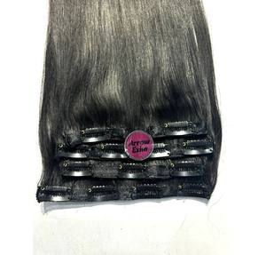 Extensiones de Cabello Remy Naturales Negras Lisas Indias con Clip, de Una Sola Capa, Fácil Aplicación - Product Image 2
