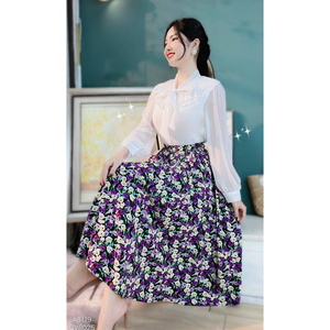 Bulk <b>Women's</b> Chic Bow Collar <b>Blouse</b> Pleated Ruffle Yoke <b>Long</b> Sleeve Button Front Shirt <b>for</b> Office Outfits and Boutique Retailers - Product Image 6