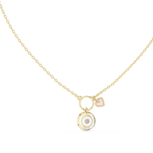 ROSE HEART&EVILEYE CHARMS <b>PENDANT</b> SET IN 18KT <b>SOLID</b> YELLOW <b>GOLD</b> FOR ENGAGEMENT PARTY VALENTINE GIFT GLAM EVENTS DAILY WEAR - Product Image 1