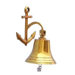 Cloche de bateau nautique en laiton pur, style vintage, à fixer au mur, pour décoration extérieure, décoration de jardin, décoration de bureau, décoration industrielle - Product Image 2