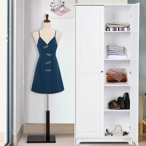 FCH White Five-Tier Double Door <b>Storage</b> Cabinet Elegant <b>Wardrobe</b> <b>Solution</b> - Product Image 3