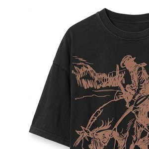 Nouvelles ventes, chemises noires surdimensionnées pour femmes avec logo personnalisé imprimé, manches courtes, haute qualité, 100% coton respirant, vêtements d'extérieur pour femmes, tee-shirt - Product Image 6