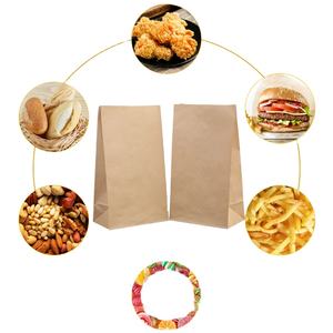 Bolsas de papel con asa marrón recicladas ecológicas para comida para llevar, regalo de compras personalizado, embalaje artesanal, bolsa de papel Kraft con logotipo - Product Image 1