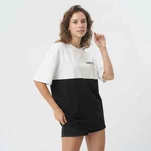 Camiseta Oversize de Mujer con Bloques de Color, Manga Corta, Cuello Redondo, Ajuste Holgado, 100% Algodón Transpirable, Top de Jersey para Primavera Verano - Product Image 1