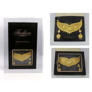 Gargantilla chapada en oro hermoso collar conjunto pendiente mujer diseñador matrimonio Petite Arabes collar tradicional chapado en oro - Product Image 2