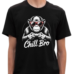 Camiseta con gráfico de mono gamer Chill Bro |   Línea de Ropa Deportiva Premium para Esports, Fabricación de Ropa Casual con Diseños Gráficos de Alta Calidad - Product Image 1