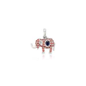 14K Solid White Gold Oval Cut Multi Sapphire <b>Elephant</b> Pendant - Product Image 3