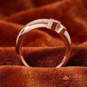 Moissanite <b>Ring</b> Women Marquise Cut Bezel Three Stone Rose Gold Plated 925 Sterling Silver Modern Wedding Los Angeles Jewelry - Product Image 2