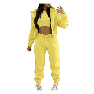 Ensemble de survêtement 3 pièces respirant pour femme, legging de yoga sans couture taille haute, soutien-gorge de sport à taille élastique, haut de sport à manches longues - Product Image 5