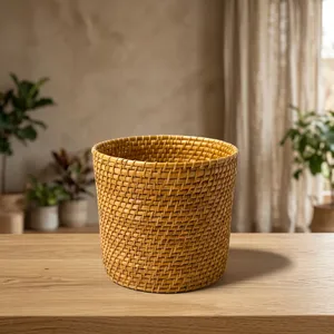 Cesta para plantas de mimbre tejida a mano, cubierta para maceta de mimbre natural, cesta redonda decorativa para decoración del hogar, jardín interior y exterior - Product Image 6