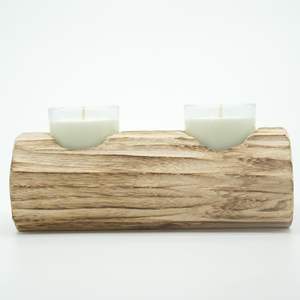 Porte-bougie en bois à double compartiment brun de 8,66'' de long, élégante lanterne et pot en bois pour la décoration de la maison - Product Image 6
