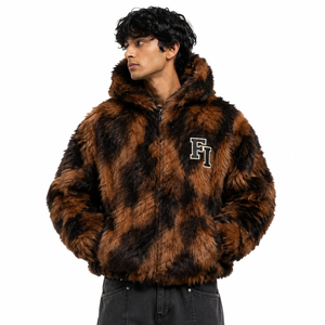 Sweat à capuche zippé pour homme, grande taille, en tissu shaggy, avec poches avant, finition douce texturée, vêtement d'hiver tendance de haute qualité - Product Image 1