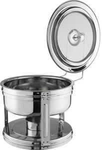 Luxury Round Stainless Steel Chafing Dish Mirror Finish Soup Warmer with Detachable Lid Holder Stand Buffet <b>Food</b> <b>Server</b> Single - Product Image 3