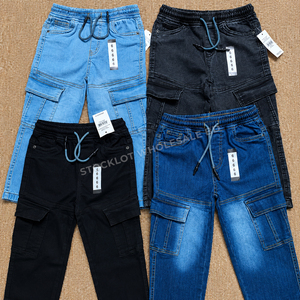Conjunto de Pantalones Vaqueros para Niños con Logotipo Personalizado, Jeans Acampanados Bordados para Niñas Pequeñas, Pantalones Deportivos Tipo Cargo para Niños, Ropa Casual Infantil de Mezclilla - Product Image 4