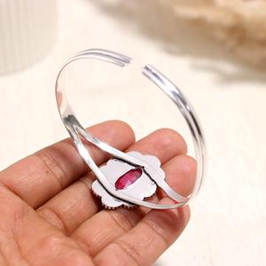 925 Sterling Silver Ruby Sapphire Bangle Vintage Style Oval Stone <b>Bracelet</b> Handmade Boho Silver Jewelry <b>Adjustable</b> <b>bracelet</b> - Product Image 3