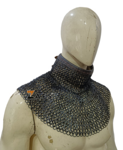 ชุดเกราะอัศวินแบบยุคกลางแท้ ดีไซน์โบราณ ขนาด 09 มม. พร้อมปลอกคอเหล็กถักแบบวงแหวน ตกแต่งด้วยหนังอย่างดี ทำด้วยมือ สำหรับแต่งกาย - Product Image 1