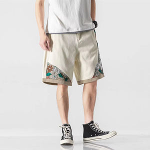 Custom Vintage Streetwear Shorts Hombres paneles de impresión Retro Liso Diseño Estampado 100% Algodón Transpirable Hombres Pantalones Cortos - Product Image 3