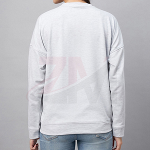 Sweat-shirt à col rond pour femme, imprimé floral, décontracté, manches longues, pull-over, 100% coton, tricoté, respirant, imprimé sur le devant - Product Image 3