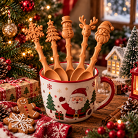 Cuillère en bois de la collection de Noël, logo personnalisé, nouveau design, cuillère pour les fêtes de Noël, design pour jeu sensoriel, cuillère en bois de Noël