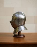 Casco de Caballero Medieval con Visera, Armadura Completa de Acero para Reenactamiento, Cosplay, Regalo