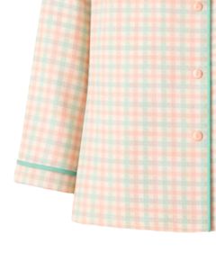 Peach <b>Green</b> Check Women Pajama Set Long Sleeve Button Down Nightwear Soft Cotton Two Piece Sleepwear Comfortable Lounge Set - Product Image 6