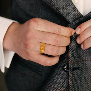 Luxury 18K Gold Plated Square Signet <b>Ring</b> for <b>Men</b> Classic Geometric Statement <b>Ring</b> Elegant Rectangle Top Gold Signet <b>Ring</b> - Product Image 2