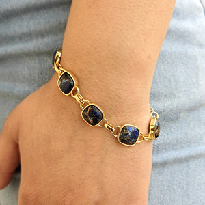 Luxury statement <b>bracelet</b> mohave sapphire <b>copper</b> turquoise link <b>bracelet</b> 18k gold plated brass jewelry women fashion <b>bracelets</b> - Product Image 1