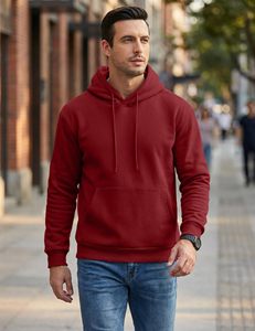 Sudaderas con Capucha Extra Grandes Personalizadas para Hombre, 100% Algodón, Estampado Sólido, Corte Holgado, Cuello con Capucha, Cordón Ajustable, Bolsillos, Estilo Formal, Primavera, ODM - Product Image 3