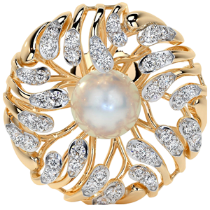2-in-1 Removable <b>Earrings</b> Jackets with Diamond Accents Floral Cage Design with Pearl & Lab Diamond in Yellow Gold Screw <b>Back</b> - Product Image 4