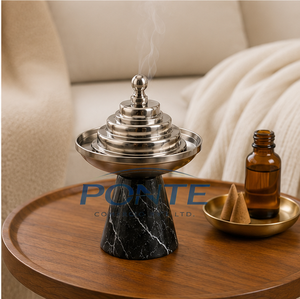 Quemador de Incienso Moderno de Mármol Natural y Acero Inoxidable, Incensario Moderno para Bakhoor y Oud, Soporte Árabe para Mubkhar - Product Image 4