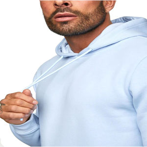 Survêtement à capuche bleu clair pour homme, manches longues, décontracté, pour l'automne, avec poches latérales, coupe classique, couleur unie, 100% coton - Product Image 5