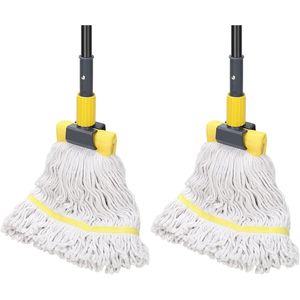 KeFanta Paquete de 2 Mopas de Algodón Húmedo de Uso Comercial Resistente, Mango de 60 Pulgadas de Largo con Cuerda de Extremo en Bucle para Limpieza Industrial de Pisos - Product Image 1
