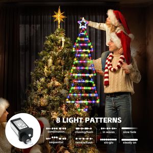 Luci di Natale a LED potenziate da 184 LED, albero di Natale da 1,4 m con scala illuminata di Babbo Natale e stella decorativa, decorazioni natalizie - Product Image 2
