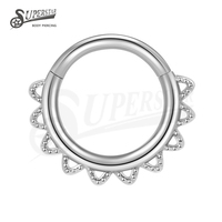 SUPERSTAR Anneau de piercing articulé en acier inoxydable 316L, design creux moulé, pour septum, nez, Daith, bijou de piercing corporel
