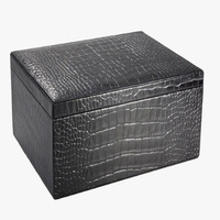 Boîte de rangement en cuir noir, boîtes en cuir de luxe, ensemble de 2 boîtes en cuir de crocodile