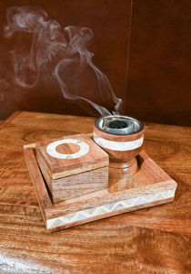 Ensemble de Bakhoor en bois et résine arabe, best-seller, avec incrustation de nacre carrée, brûleur Mubkhar, plateau, boîte, non électrique, pour bougie Oud - Product Image 5
